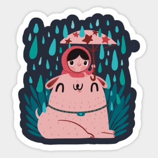 Friends under the rain Sticker